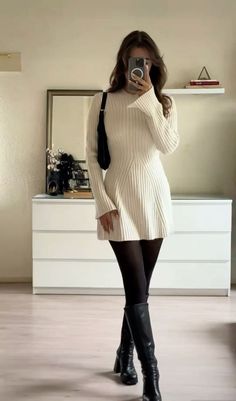 Thanksgiving Outfit Ideas, White Sweater Dress, Elegante Casual, Quick Outfits, Stylish Work Outfits