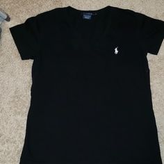 Ralph Lauren Sport V Neck Black Shirt - Never Worn And In Excellent Condition Ralph Lauren Fitted V-neck Top, Ralph Lauren V-neck Casual Top, Ralph Lauren Casual V-neck Top, Fitted Black Ralph Lauren Top, Ralph Lauren Sport, Ralph Lauren Tops, Shirt Color, Black Shirt, Colorful Shirts