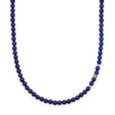 Handcrafted with stunning 6mm Lapis Lazuli beads, this necklace transitions from day to night with ease. Complete with a Maya David silver bead and sterling silver finishes, it's an accessory to throw around your neck every day. Sterling Silver 6mm Lapis Lazuli 26" Length Push Clasp Handcrafted in LA Lapis Lazuli: Wisdom, Communication, Intellectual Clarity, Emotional Healing Sterling Silver Gemstone Beaded Necklaces, Sterling Silver Single Strand Beaded Necklace, Sterling Silver Gemstone Bead Necklace, Sterling Silver Single Strand Beaded Necklaces, Sterling Silver Round Beaded Single Strand Necklace, Round Sterling Silver Single Strand Beaded Necklace, Sterling Silver Gemstone Bead Necklaces For Everyday, Sterling Silver Necklaces With Gemstone Beads For Everyday, Everyday Sterling Silver Necklaces With Gemstone Beads