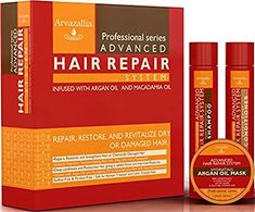 Amazon.com : Advanced Hair Repair Shampoo and Conditioner Set with Argan Oil and Macadamia Oil by Arvazallia - Sulfate Free Shampoo, Conditioner, and Deep Conditioner Hair Mask System for Dry or Damaged Hair : Beauty Chemically Damaged Hair, Coconut Oil Hair Mask, Conditioner Hair, Curl Defining Cream, Argan Oil Hair, Conditioner Hair Mask, Coconut Oil Hair