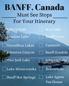 Checklist for Banff, Canada Canada Itinerary, National Park Bucket List, Banff Itinerary, Mountains Canada, Things To Do In Banff, Jasper Canada, Backpacking Canada, Canadian Road Trip