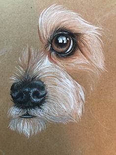 a drawing of a dog's face is shown