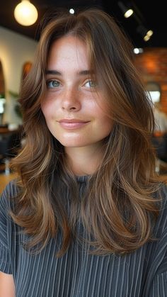 Stylish Transformations: 25 Long Hairstyles for Round Faces Big Round Face Hairstyles, Collar Bone Length Hair Round Face, Face Framing Layers Long Hair Side Part, Rounded Layers Long Hair, Face Framing Long Layers, Mid Length Hair With Layers Round Face, Hair Face Framing Layers, Long Hairstyles For Round Faces, 70s Shag