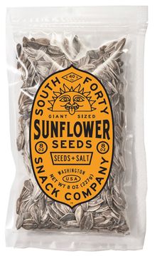 sunflower seeds in a bag on a white background