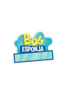 the logo for an esponja restaurant with blue and yellow stripes on it's side