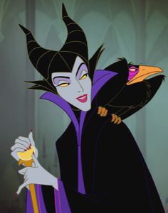 maleficent from disney's sleeping beauty, holding a glass in her hand