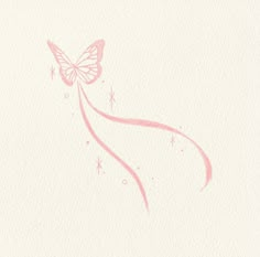 a drawing of a pink butterfly on white paper