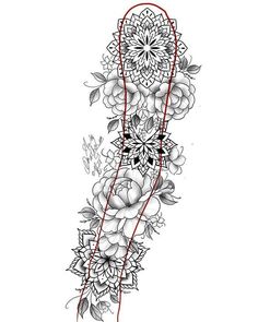 a line drawing of flowers and leaves on the side of a woman's arm