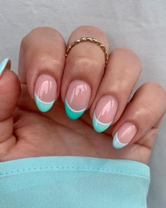 Preppy Nails, Teen Nails, Aqua Nails, Teal Nails, Cute Simple Nails, Simple Gel Nails, Cute Nail Ideas, Summery Nails, Basic Nails