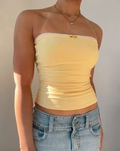 Buttercup tube top – Bit By Angie Yellow Tube Top, Tube Top Outfits, Yellow Clothes, Yellow Fits, Tube Tops, Yellow Outfit, Italian Summer, Yellow Fabric, Light Yellow