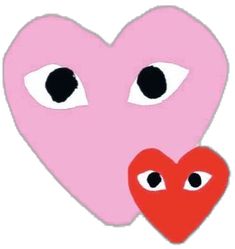 two hearts with eyes are shown in the shape of a heart, and one has an eye