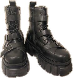 High-top Lug Sole Boots For Concerts, Alternative High-top Boots With Lug Sole, High-top Concert Boots With Lug Sole, High-top Boots With Lug Sole For Concerts, High-top Alternative Boots With Lug Sole, Grunge Style High-top Platform Moto Boots, Grunge High-top Platform Moto Boots, Punk High-top Boots With Rubber Sole, Alternative High-top Combat Boots For Streetwear