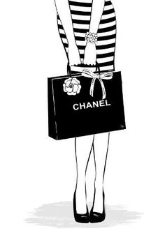 size: 18x12in Art Print: Happy Shopping by Martina Pavlova : Neutral Canvas Art, Chanel Art, Prints Wall Art, Girly Art, Pavlova, Luxury Shop, Coco Chanel, Framed Canvas Art, Art Canvas