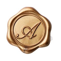 a wax stamp with the letter a on it