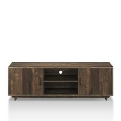 the sideboard is made out of wood and has an open shelf on one end