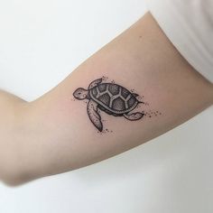 a small turtle tattoo on the arm