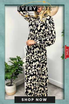 Abstract Print Long Sleeve Dress Chic Maxi Dress For Winter Day Out, Winter Long Sleeve Maxi Dress For Day Out, Pointed Boots, Baker Boy Hat, Baker Boy, Boy Hat, Long Sleeve Print Dress, Mid Dresses, Long Sleeve Midi