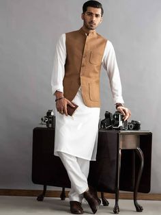 Groom Waistcoat, Menswear Kurta, Off White Suit, Kurta Pajama With Jacket, Waistcoat Style, Embroidered Waistcoat, Waistcoat Designs, My Dream Guy, Wedding Waistcoats