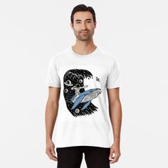 " astronaut swimming in space" T-shirt by MS2021 | Redbubble Riding Bike, Unicorn Shirt, A Whale, Riding Motorcycle, In Space, Bike Ride, White Undershirt, Graphic T Shirt, Graphic Tshirt