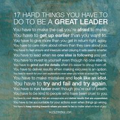 an image of a poster with the words 17 hard things you have to do to be a great leader