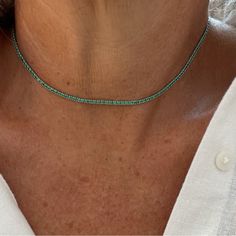 Made Of Sterling Silver Emerald Color Zirconium Emerald Choker, Emerald Color, Tennis Necklace, Fashion Board, Necklace Choker, Womens Jewelry Necklace, Choker, Choker Necklace, Emerald