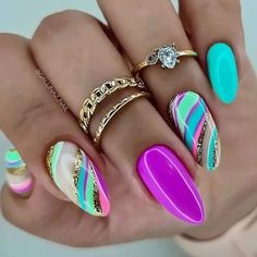 Nails And Rings, Nails Yellow, Beach Nails, Funky Nails, Chic Nails, Dope Nails, Nail Arts