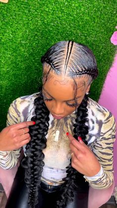 𝑻𝒘𝒐 𝑩𝒖𝒕𝒕𝒆𝒓𝒇𝒍𝒚 𝒃𝒓𝒂𝒊𝒅𝒔 😍🔥💣 •• @braidsby_elon ��•• #braidsambassador #braidsambassador_ #butterflybraids #butterflybraid #passionbraids… | Instagram Two Butterfly Braids, Two Braids Hairstyle Black Women, Butterfly Braids, Green Hair Dye, Lemonade Braids Hairstyles, Two Braid Hairstyles, Big Box Braids Hairstyles