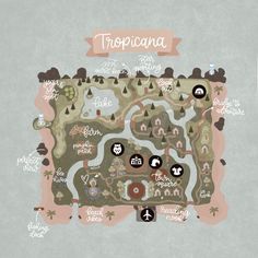 a map of the tropicana with all its locations and their names on it