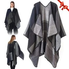 Bodychum Winter Scarf Shawls 59" x 51" Plaid Poncho Cape Blanket Shawls and Wraps for Women Features: [Reversible & Versatile] This winter poncho offers dual looks. It serves as scarf, shawl, cardigan, and more. Adapt to any occasion with its extended length and warmth. [Elegant & Cozy] Oversized open front design with elegant stitching. Wrap yourself in style and comfort. [One-Size Fits All] Generously sized at 59"x51". Conceal imperfections with flair. [Stylish Occasions] Ideal for casual outings, dates, holidays, and more. Perfect gift for loved ones. Specification: Material: 50% Polyester & 50% Acrylic Color: Black/ Khaki/ Purple Size : 59.1 51.2 inch Weight: 450g Laundry Guide: 1.Hand wash recommended, wash in cold water,the temperature of water should not exceed 30  2.Do Not Bleach,H Black Shawl Wrap For Winter, Black Shawl For Fall, Black Winter Shawl Wrap, Black Shawl Wrap For Fall, Black Shawl Cape For Fall, Black Winter Scarf Wrap, Black Scarf For Fall, Black Winter Wrap, Black Poncho With Scarf For Winter