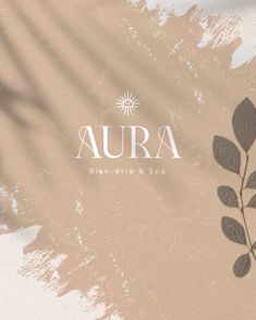 the logo for aura is shown on a beige background