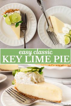 easy classic key lime pie recipe on white plates