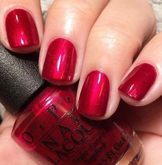 Red Nail Polish Colors, Cute Red Nails, Shimmer Nails, Opi Nail Colors, Beauty Nails Design, Nail Shimmer, Awesome Nails, Nail Art Disney, Red Nail Polish