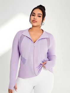 Plus Size Women's Long Sleeve Athletic Fitness Casual Jacket Purple Jacket Purple   Long Sleeve Fabric Plain  Medium Stretch  Women Plus Activewear, size features are:Bust: ,Length: ,Sleeve Length: Sports Jackets, Purple Jacket, Sport Tank Tops, Women Plus Size, Sweater Set, Sports Jacket, Jackets Online, Casual Jacket, Online Clothing