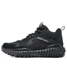 Skechers Monster Shoes 'Core Black' 894281-BBK Black Ankle-high Sneakers For Outdoor Activities, Black Running Shoes With Abzorb Midsole, Black Running Shoes For Walking With Abzorb Midsole, Synthetic Mid-top Sneakers With Vibram Sole, Black Tpr Sneakers For Walking, Low-top Synthetic Boots With Vibram Sole, High-top Synthetic Walking Shoes With Vibram Sole, Ankle-high Synthetic Sneakers With Vibram Sole, Ankle-high Synthetic Sneakers For Walking