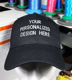 Custom embroidered caps made to order, personalized hat with any text, names, sayings, quotes, company, teams & more (Custom Text Only), FREE SHIPPING. Just choose the font & cap color, along with personalized text desired. If you have a particular thread color desired please specify it in the comments field.   Our personalized hats are custom embroidered, not vinyl printed like many other cheap hats being sold. We have been doing so for years with many positive reviews, many of which have repea Delicate Diamond Necklace, Personalized Hats, Hats Baseball, Custom Caps, Embroidered Cap, Hat Custom, Badass Style, Embroidered Baseball Caps, Party Printable