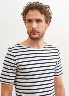 LEVANT MODERN - Breton Stripe Short Sleeve Shirt | Soft Cotton | Unisex Fit (WHITE / BLACK) Classic White T-shirt With Contrast Stripes, Saint James Striped Shirt, French Sailor, Breton Stripe Shirt, White Horizontal Stripe Cotton T-shirt, Sail Colored Short Sleeve Nautical T-shirt, Nautical Cotton T-shirt With Short Sleeves, Sailor Shirt, Striped Short Sleeve Shirt