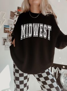 Our Sweatshirts are a UNISEX FIT, if you would like a tighter fit please consider SIZING DOWN. We recommend the looser fit as that's how it's meant to worn, but we're all rebels here so do as you please :)  *SWEATSHIRT SIZE GUIDE :  (in inches)          S M  L XL  2XL Full Body Length 26 27 28 29  30 Sleeve Length       33 34 35 36  37 Body Width         20 22 24  26  28 **50% poly 50% cotton **Can be worn oversized by ordering 2 sizes up. ** Can be cut for a cropped look ** High quality printed design *CARE INSTRUCTIONS: **Machine washable/dryer safe **Long lasting, direct to garment printed design *SHIPPING TIMES: **Our items are individually made with love for each of our buyers. Items ship in 1-7 business days (typically 1-3). If you love this sweatshirt; check it out the rest of our s Varsity Crewneck, Varsity Sweatshirt, Sweatshirt Outfit, Oversized Sweatshirt, Printed Design, Full Body, Halloween Shopping, Size Guide, Sweat Shirt