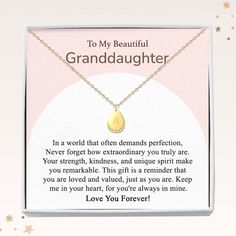 ✅GRANDDAUGHTER GIFT: Celebrate the special bond with your Granddaughter with a custom necklace made exclusively for her. Perfect for birthdays, Christmas, graduation or just because, this timeless piece is beautifully paired with a heartfelt message card and a charming gift box. Make her feel special with a necklace as unique as she is! ✅NECKLACE DETAILS * Engraved Initial necklace * 18K gold over stainless steel * Pendant dimensions .57 /.41 inch * 5A cubic zirconia stone * Adjustable cable cha Birthday Gift Necklace With Hallmark, Anniversary Gift Charm Necklaces With Hallmark, Anniversary Charm Necklaces With Hallmark For Gift, Grandma Granddaughter, Gift For Granddaughter, Granddaughter Necklace, To My Granddaughter, Granddaughter Birthday, Granddaughter Gift