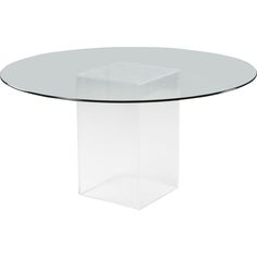 a clear glass table with a square base