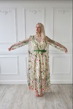 Fully embroidered sleeveless dress and long Jacket it's a wonderful combination of colours with the green sash. Dress And Jacket Set, Blue Embroidery, Embroidery Dress, Handmade Dresses, Edgy Outfits, Elegant Dress, Embroidered Dress, Mother Of The Bride Dresses, Bride Dress