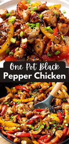 one pot black pepper chicken in a skillet