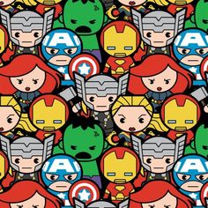 many avengers characters are depicted in this pattern