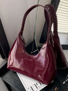 Bird in Bag - Classic Glossy Crescent Underarm Bag: A Stylish and Sophisticated Fashion Accessory for Women, in Burgundy - Perfect Gift for the New Year Sacs Tote Bags, Sophisticated Fashion, My Style Bags, Dr Shoes, Mode Zara, Luxury Bags Collection, Underarm Bag