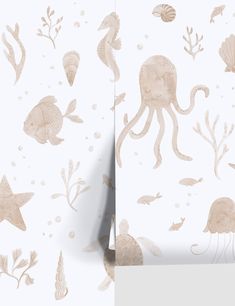 Nursary Decor Ocean Themed Nursery Target, Beach Nursery Wallpaper, Marine Animal Nursery, Beach Wallpaper Bedroom, Seashell Nursery Decor, Coastal Themed Nursery, Nautical Boy Nursery, Coastal Nursery Neutral, Coastal Nursery Girl