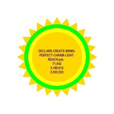 a yellow and green circle with the words, decre create - bring perfect charm light reach