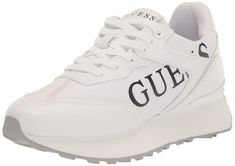 PRICES MAY VARY. The GUESS Luchia jogger is equal parts old school and new. The fun fashion forward silhouette features the iconic logo branding and metallic trim that will look good with anything! Closed Toe Lace-Up Closure Imported White Guess Sneakers, Guess Sneakers, Kids Luggage, Fun Fashion, Luxury Store, Online Stores, Fashion Sneakers, Pharmacy Gifts, Amazon Fashion