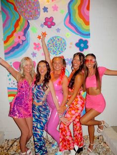 80s College Party Outfit, Flower Power Bachelorette Party Outfits, Bachelorette 70s Theme, Dazed And Engaged Bachelorette Outfit, Disco Core, Disco Theme Party Outfit, Disco Girl Costume, Pink Festival Outfit, 80s Themed Outfits