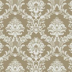 a brown and white damask wallpaper pattern