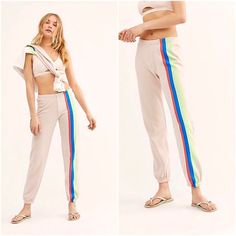 Wildfox Couture Mellow Stripes Easy Sweats Cuz You’re Easy Like Sunday Morning Babe. Stay Cute N’ Cozy In These Fleece Lined Sweats That Have An Elasticized Waist N’ Striped Deetz On The Sides. 100% Cotton Hand Wash Cold, Hang Dry Trendy Summer Leisure Sweatpants, Trendy Pink Sweatpants For Lounging, Sporty Loungewear Pants For Summer, Pink Cotton Sweatpants For Summer, Trendy Summer Sweatpants For Leisure, Summer Athleisure Leisure Pants, Summer Athleisure Sweatpants For Lounging, Pink Athleisure Pants For Lounging, Sporty Multicolor Loungewear Bottoms