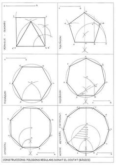 four diagrams showing how to draw an octagon in three different ways, including the top half and bottom half